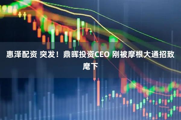 惠泽配资 突发！鼎晖投资CEO 刚被摩根大通招致麾下