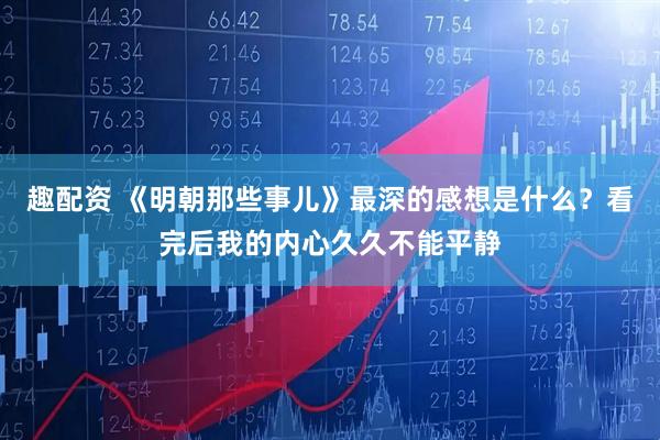 趣配资 《明朝那些事儿》最深的感想是什么？看完后我的内心久久不能平静